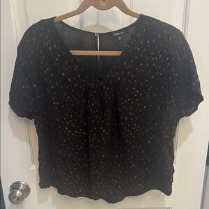 Madewell Black and Orange Patterned Blouse